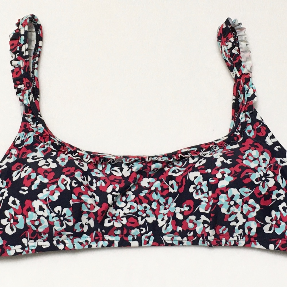 Tommy Hilfiger Womens Size M Floral Ruffle Strap Bikini Top Removable Pads - Picture 7 of 8